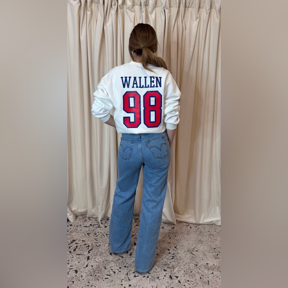 White Crewneck Sweatshirt MW Morgan Wallen NEW Braves